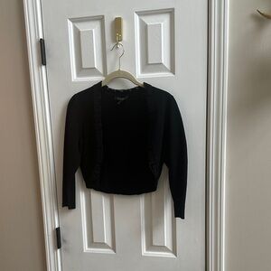 White House Black Market Black Ruffle Cardigan